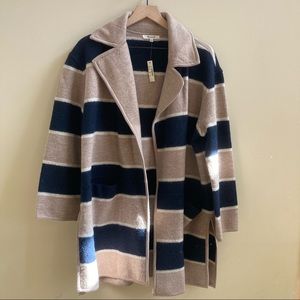 Madewell- NWT Striped wool sweater coat, small